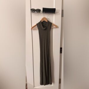 Halter Style Olive Green Ribbed Dress